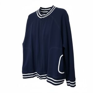 Jones New York Bomber Jacket Navy Cotton Long Sleeve Full Zip Women's Size 2X